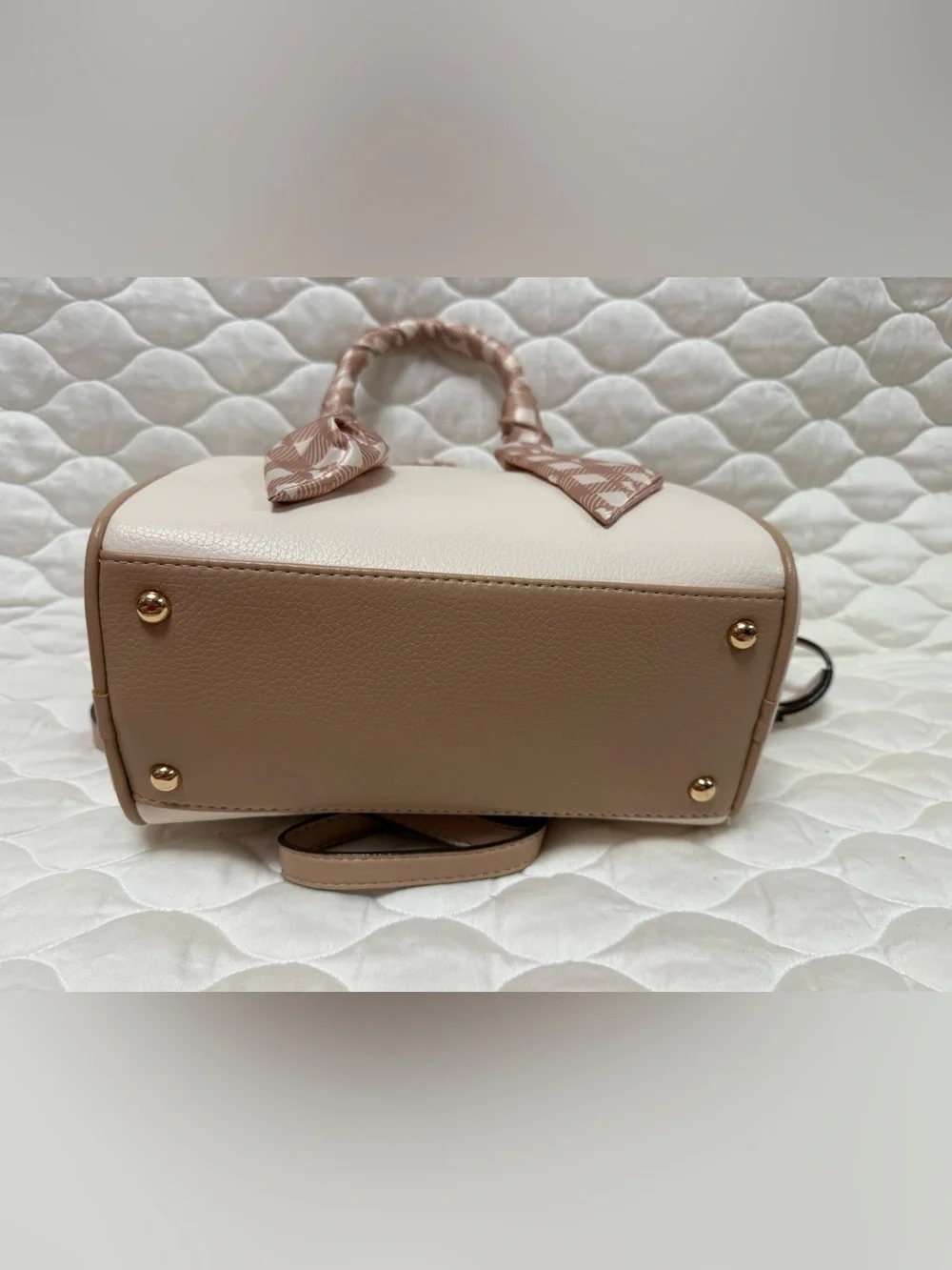 Juicy Couture Cream Satchel with Pink-Tan Scarf and Charm